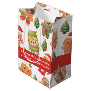 Sac Cadeau Moyen Cute Gingerbread Homme Cookies Noël Fêtes