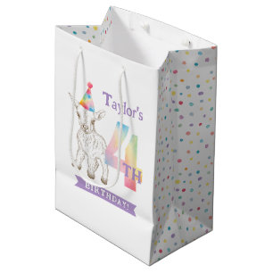 Sac Cadeau Moyen Cute Goat Farm Animal Pastel 4ème anniversaire