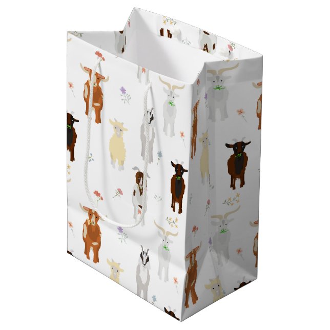 Sac Cadeau Moyen Cute Goats Farm Animals (Devant Angle)