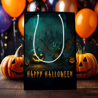 Sac Cadeau Moyen Cute Halloween Dragon Citrouilles d'horreur