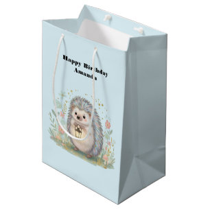 Sac Cadeau Moyen Cute Hedgehog avec Lantern Anniversaire