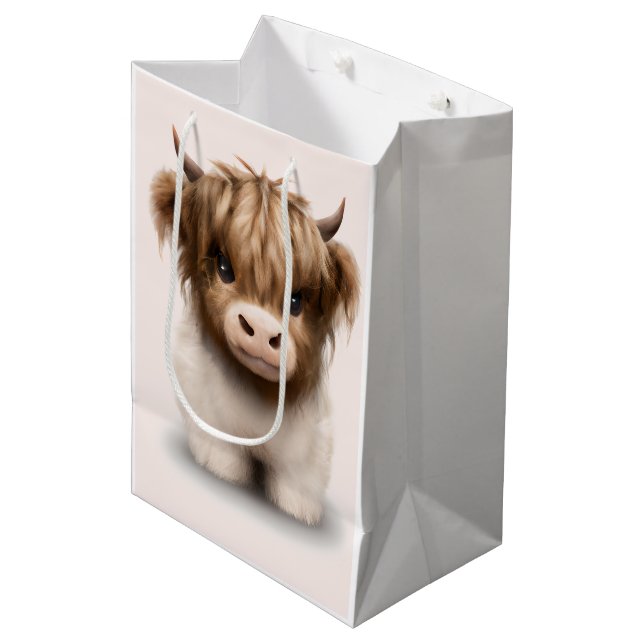Sac Cadeau Moyen Cute Highlands Scottish Cow (Devant Angle)