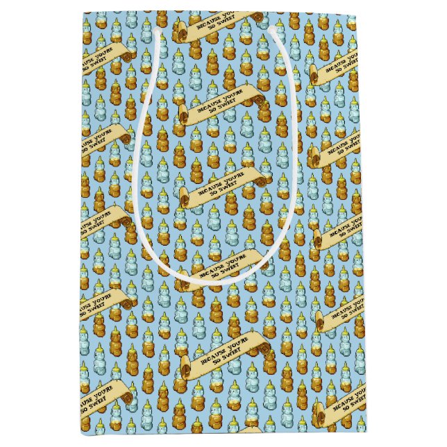 Sac Cadeau Moyen Cute Honey Bear Because You're So Sweet 80s Retro (Devant)