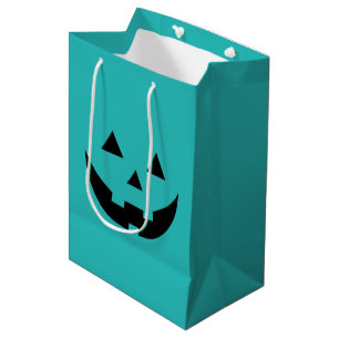Sac Cadeau Moyen Cute Jack-o'-lantern éffrayant Halloween turquoise