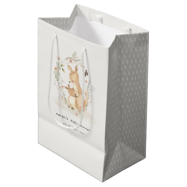 Sac Cadeau Moyen Cute Joey Mama Kangaroo Baby shower de couronnes f (Devant Angle)