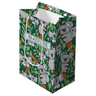 Sac Cadeau Moyen Cute Koala Motif Personnalisé Hunter Green