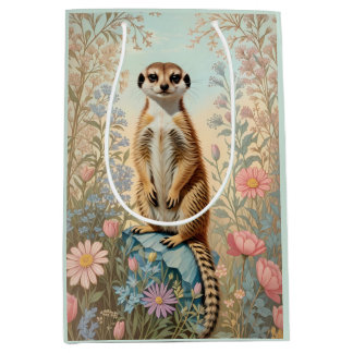 Sac Cadeau Moyen Cute Little Meerkat Pastel Floral