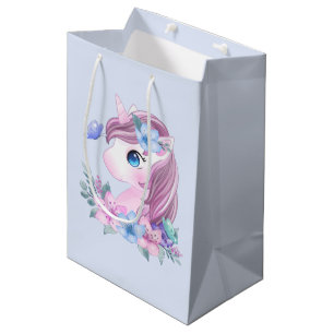 Sac Cadeau Moyen Cute & Magique Baby Unicorne avec gros yeux