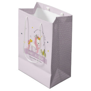 Sac Cadeau Moyen Cute Magique Unicorne Purple Lilac Anniversaire de