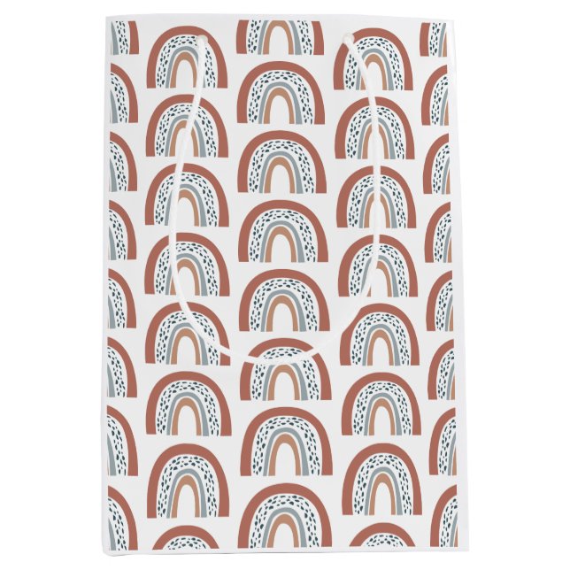 Sac Cadeau Moyen Cute Moderne Boho Neutral Arc-en-ciel (Devant)
