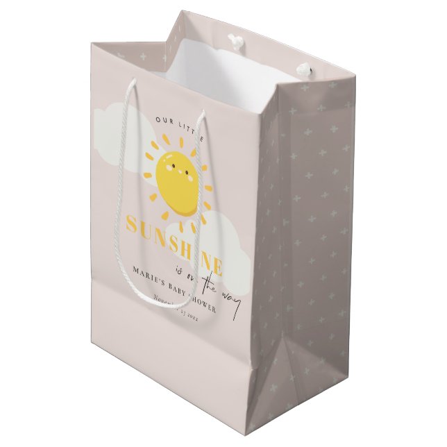 Sac Cadeau Moyen Cute Notre Petit Baby shower Blush Girl Sunshine (Devant Angle)