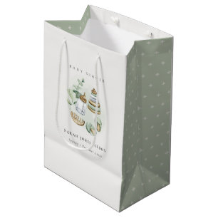 Sac Cadeau Moyen Cute Nursery Essential Baby shower vert feuille
