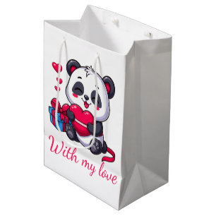 Sac Cadeau Moyen Cute Panda Hugging Heart