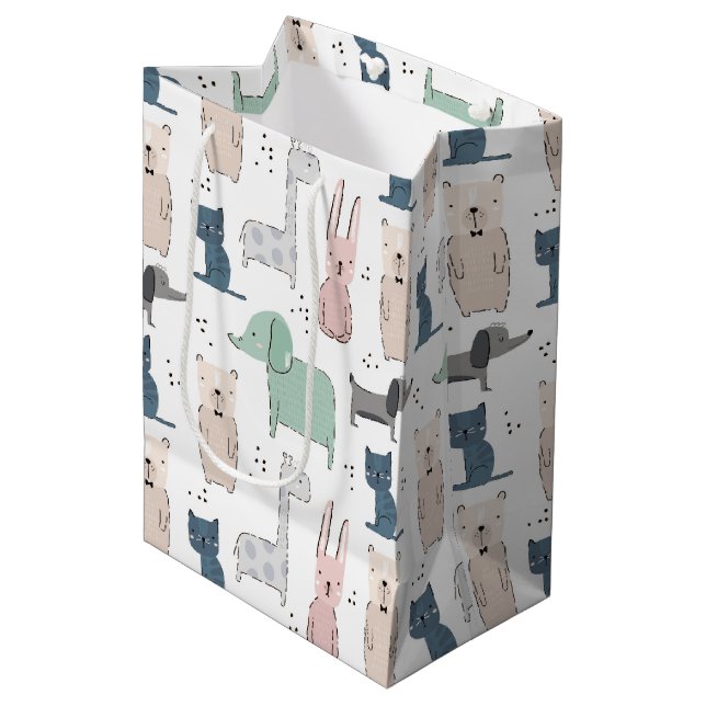 Sac Cadeau Moyen Cute Pastel Baby Motif animal (Devant Angle)