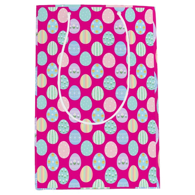 Sac Cadeau Moyen Cute Pastel Easter Eggs Pattern  (Devant)