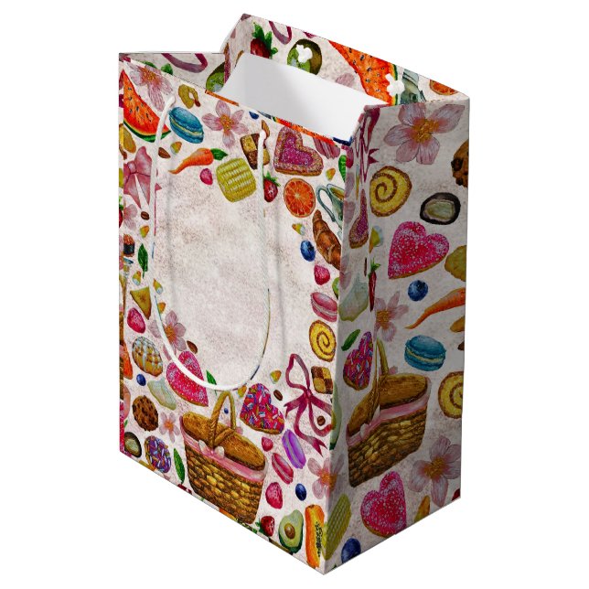 Sac Cadeau Moyen Cute Pastry Confections Sweets (Dos Angle)