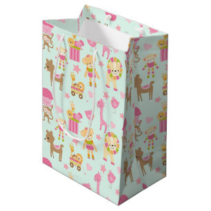 Sac Cadeau Moyen Cute Pattern avec Whimsical Animals & Toys