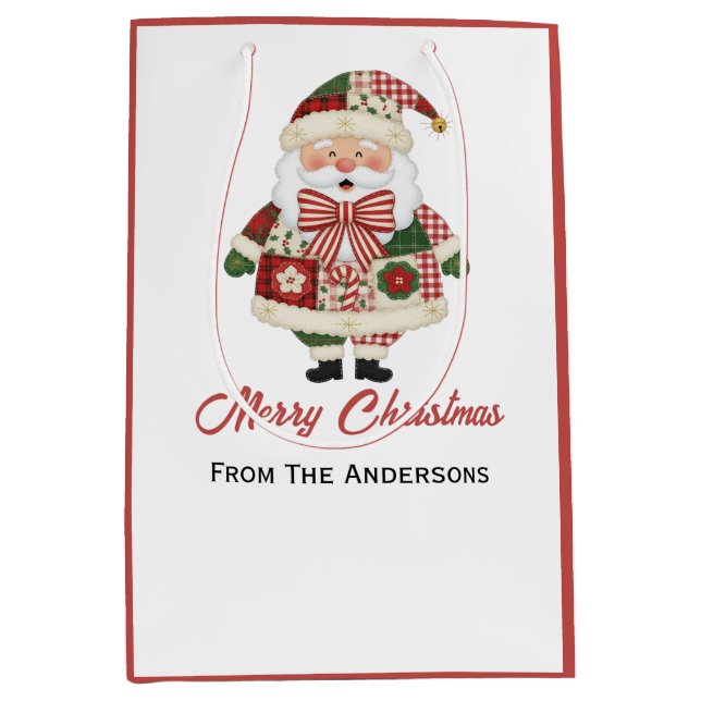 Sac Cadeau Moyen Cute Personalized Santa Christmas Holiday (Devant)