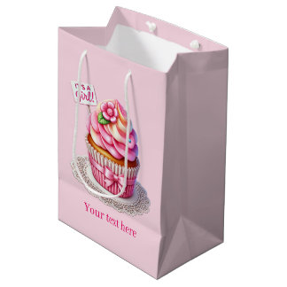 Sac Cadeau Moyen Cute personnalisable c'est un baby shower fille