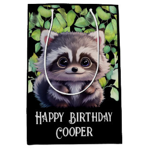 Sac Cadeau Moyen Cute raccoon animaux de forêt amis de forêt