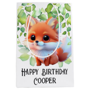 Sac Cadeau Moyen Cute renard dessin bois animaux forêt amis de la f