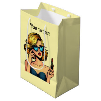 Sac Cadeau Moyen Cute retro lady personnalisable