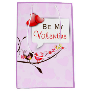 Sac Cadeau Moyen Cute Rose Brown & Rouge Valentines Inséparables