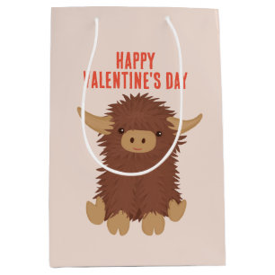 Sac Cadeau Moyen Cute, shaggy Highland classe de vache Valentine
