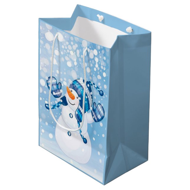 Sac Cadeau Moyen Cute Snowman (Devant Angle)
