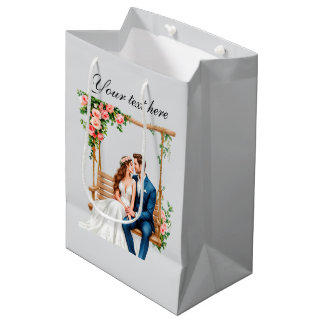 Sac Cadeau Moyen Cute Wedding couple add text