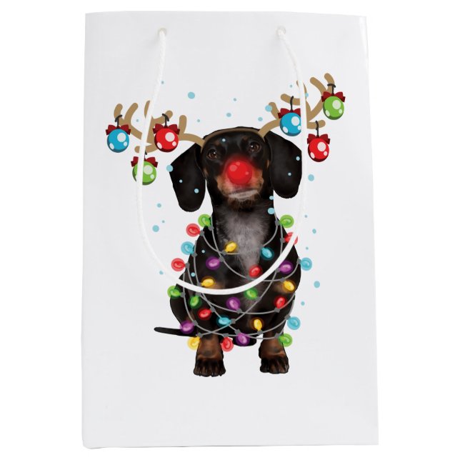 Sac Cadeau Moyen Dachshund Dog Drôle Drôle cadeaux de Noël (Devant)