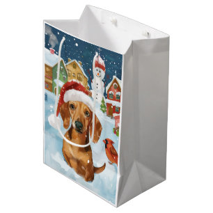 Sac Cadeau Moyen Dachshund Winter Wonderland Christmas Joy