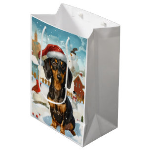 Sac Cadeau Moyen Dachshund Winter Wonderland Christmas Joy