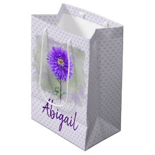 Sac Cadeau Moyen Dahlia sur les coeurs pour l'anniversaire