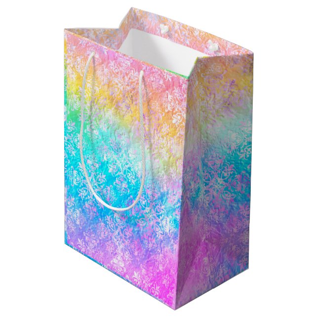 Sac Cadeau Moyen [Damassé Arc-en-ciel] Couleurs Élégantes et Douces (Dos Angle)