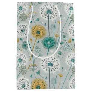 Sac Cadeau Moyen Dandelion Whimsical - Jaune, Blanc & Turquoise