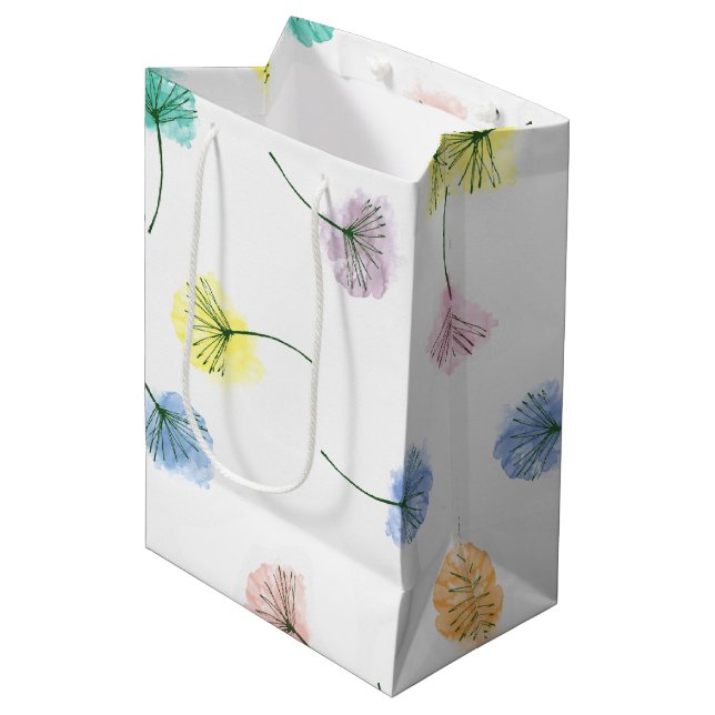 Sac Cadeau Moyen Dansons | Motif floral aquarelle (Devant Angle)