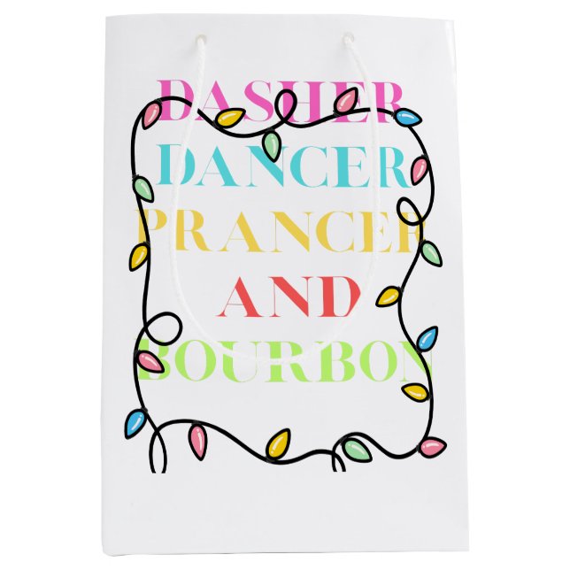 Sac Cadeau Moyen Dasher Dancer Prancer et Bourbon (Devant)