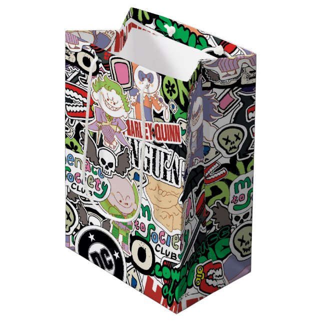 Sac Cadeau Moyen DC Super-Villains Cartoon Pattern (Devant Angle)