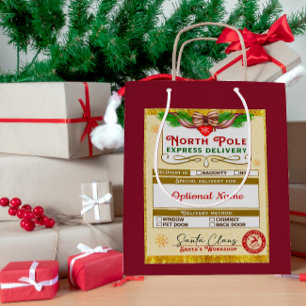 Sac Cadeau Moyen De Santa Express Pôle Nord Méchant ou Gentil