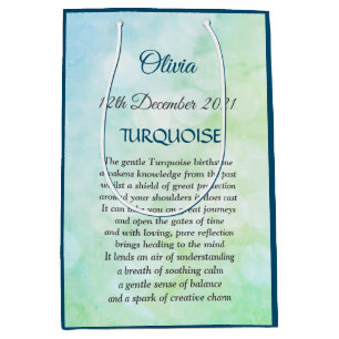 Sac Cadeau Moyen Décembre Birthstone Turquoise design