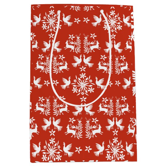 Sac Cadeau Moyen Décor mexicain Otomi (Devant)