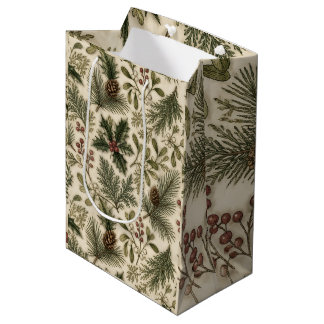 Sac Cadeau Moyen Décorations de Noël botaniques