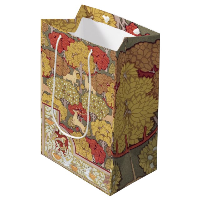 Sac Cadeau Moyen Deer &Tree Squirrel Bird Rowan Berries Art Nouveau (Devant Angle)