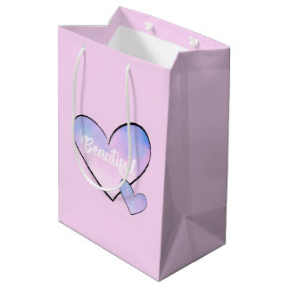 Sac Cadeau Moyen Dégradé de cœur magnifique rose violet