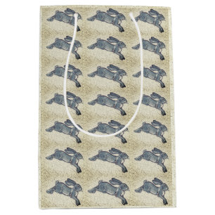 Sac Cadeau Moyen Delft Blue & White Rabbit Tile Design Vintage Hare