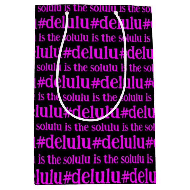 Sac Cadeau Moyen #Delulu est la magenta rose chaud Solulu sur le no (Devant)