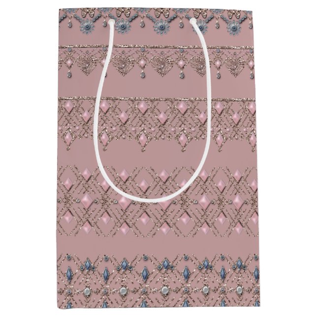 Sac Cadeau Moyen Dentelle d'or (Devant)