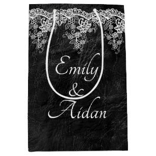 Sac Cadeau Moyen Dentelle Mariage Blanche En Cuir