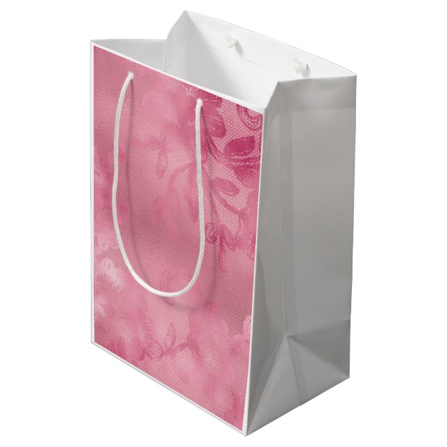 Sac Cadeau Moyen Dentelle rose chic (Dos Angle)